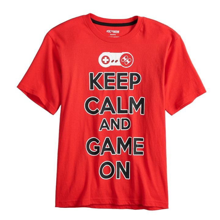 Boys 8-20 Keep Calm And Game On Graphic Tee, Size: Large, Red