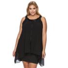 Plus Size Chaya Embellished Draped Chiffon Evening Dress, Women's, Size: 14 W, Black