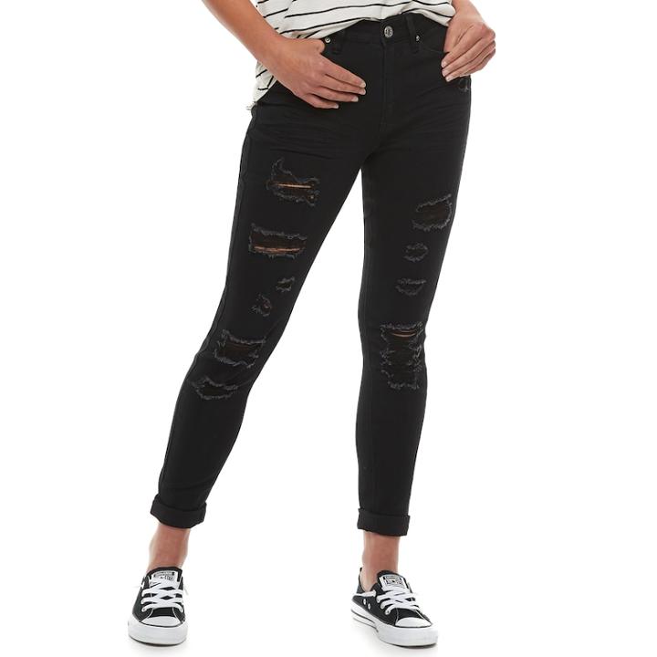 Juniors' Mudd&reg; Mid-rise Ankle Jeggings, Teens, Size: 5, Black