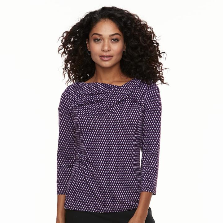 Petite Dana Buchman Half-cowlneck Top, Women's, Size: Xl Petite, Purple