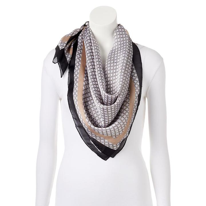 Dana Buchman Chain-link Print Square Scarf, Women's, Grey Other