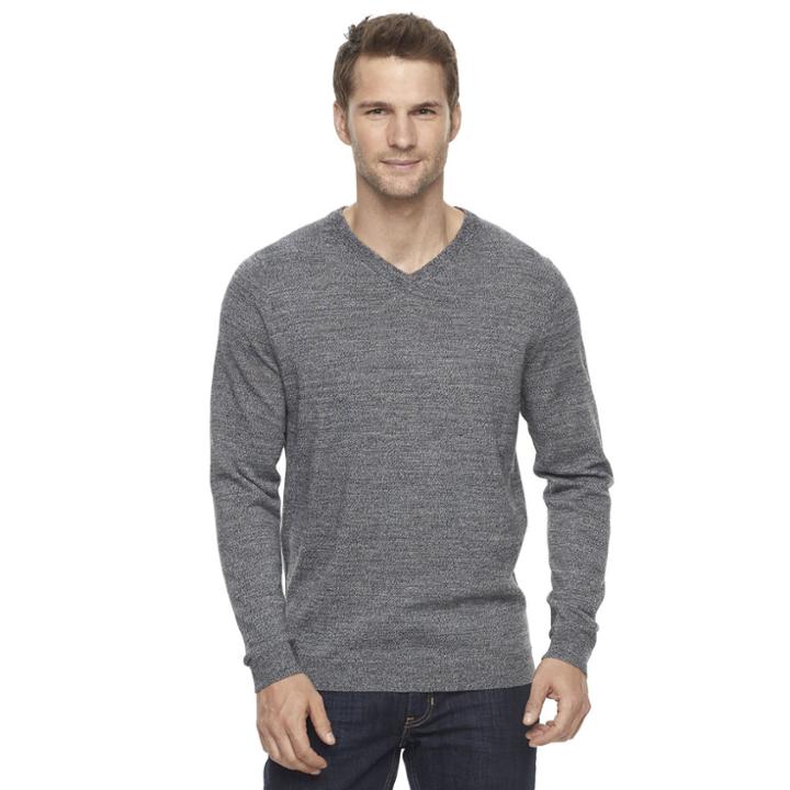 Men's Apt. 9® Modern-fit 12gg Merino V-neck Sweater, Size: Small, Med Grey