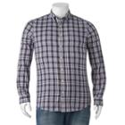 Big & Tall Sonoma Goods For Life&trade; Slim-fit Plaid Poplin Stretch Button-down Shirt, Men's, Size: Xxl Tall, Dark Blue