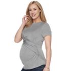 Maternity A:glow Ruched Cross Front Tee, Women's, Size: S-mat, Dark Grey