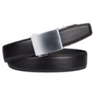 Men's Feather-edge Plaque-buckle Exact Fit Belt, Black