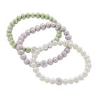 Dyed Freshwater Cultured Pearl And Crystal Stretch Bracelet Set, Women's, Size: 7, Multicolor