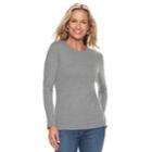 Women's Croft & Barrow&reg; Classic Crewneck Tee, Size: Xs, Med Grey