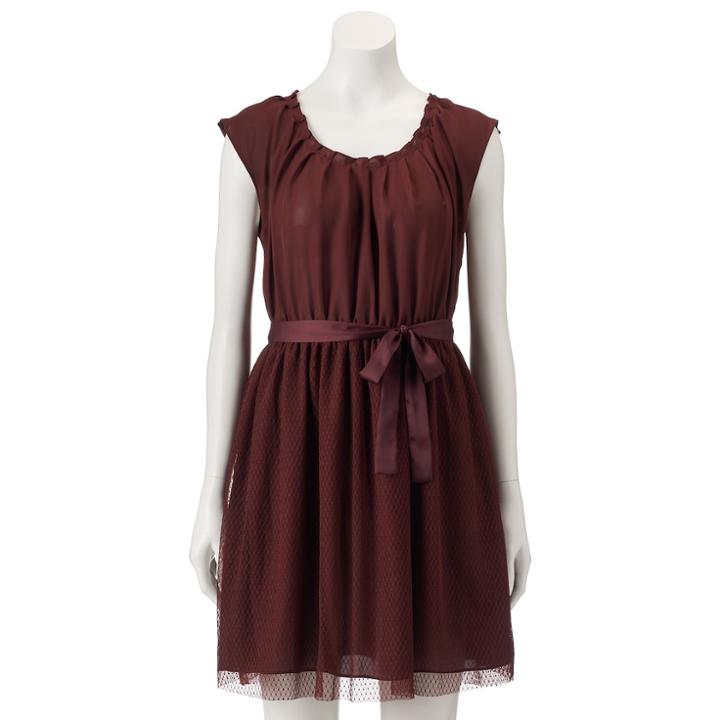Women's Lc Lauren Conrad Mesh Pleat Neck Dress, Size: Small, Dark Pink