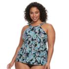Plus Size A Shore Fit Tummy Slimmer High-neck Tankini Top, Women's, Size: 22 W, Dolce Paisley Brite