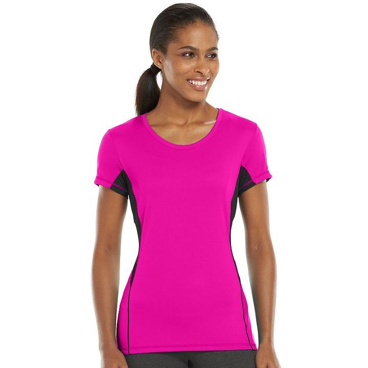 Women's Tek Gear&reg; Base Layer Scoopneck Workout Tee, Size: Large, Med Pink