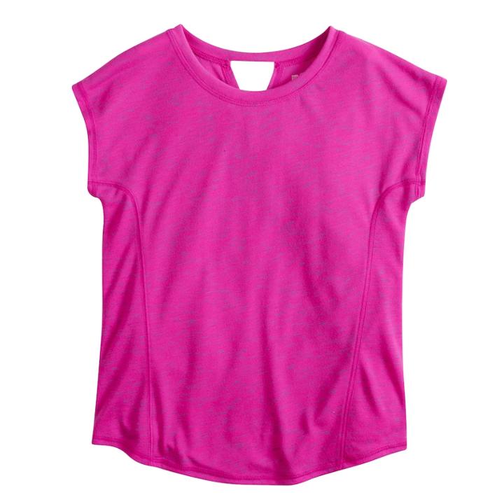 Girls 7-16 So&reg; Easy Coverstitch Performance Tee, Size: 14, Brt Pink