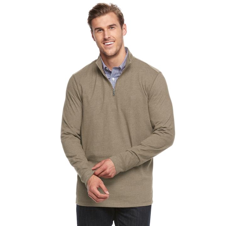 Big & Tall Croft & Barrow&reg; Classic-fit Quarter-zip Pullover, Men's, Size: Xl Tall, Med Brown