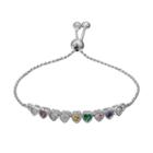 Cubic Zirconia Heart Lariat Bracelet, Women's, Multicolor