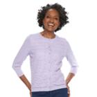 Women's Croft & Barrow&reg; Lace Front Cardigan, Size: Large, Lt Purple