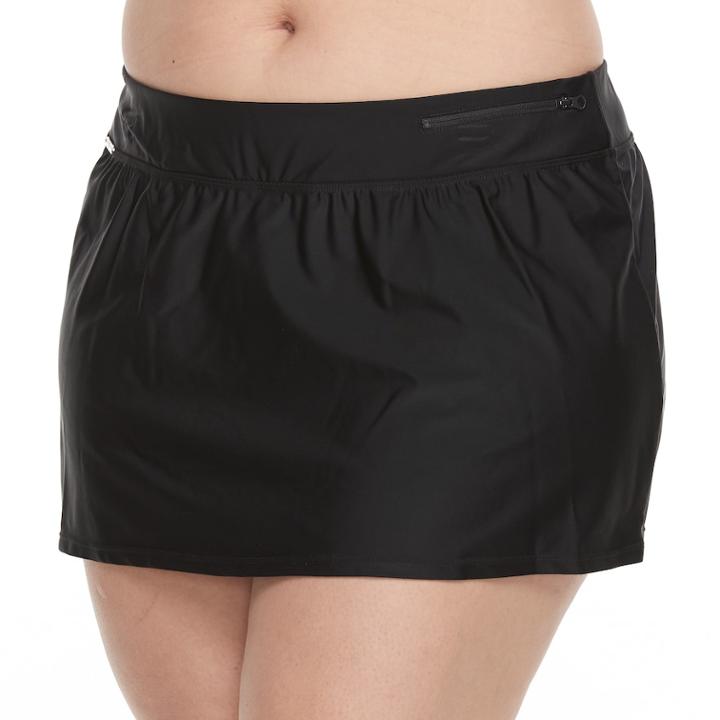 Plus Size Zeroxposur Solid Skirtini Bottoms, Women's, Size: 20 W, Liquorice