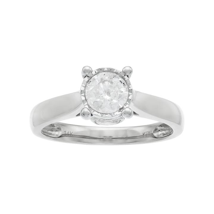 14k Gold 1 Carat T.w. Diamond Engagement Ring, Women's, Size: 6, White