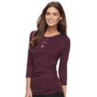 Women's Jennifer Lopez Lace-up Grommet Tee, Size: Xs, Drk Purple