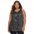 Plus Size Ab Studio Lurex Crinkle Tank, Women's, Size: 1xl, Silver