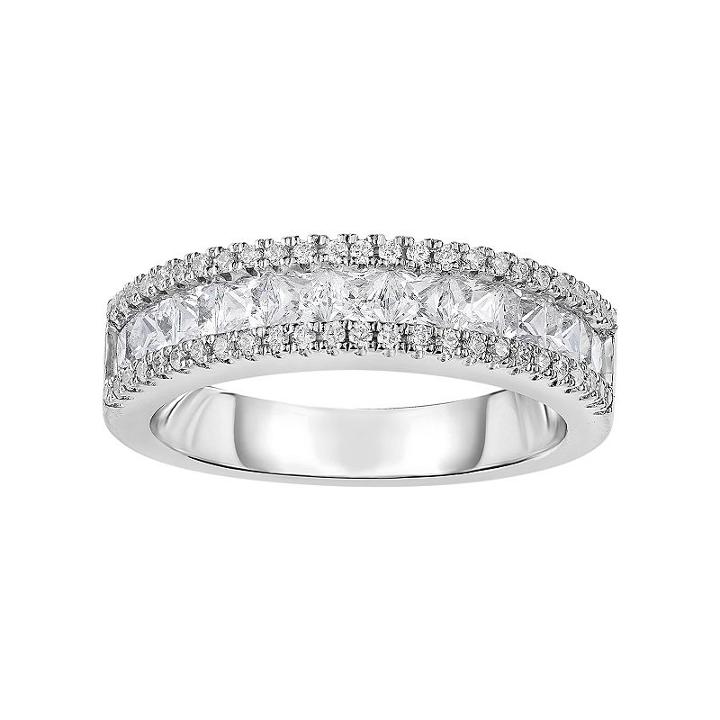 Sterling Silver Cubic Zirconia Wedding Ring, Women's, Size: 7, White