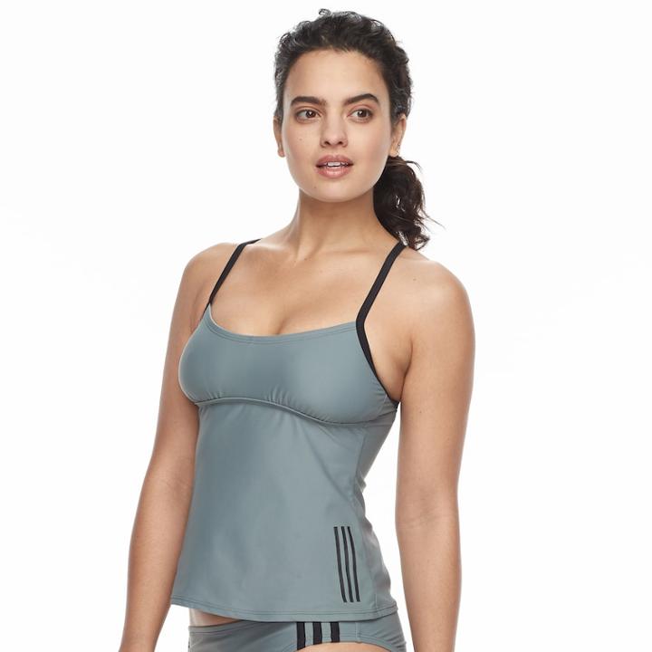 Women's Adidas Core D-cup Tankini Top, Size: Large, Grey (charcoal)