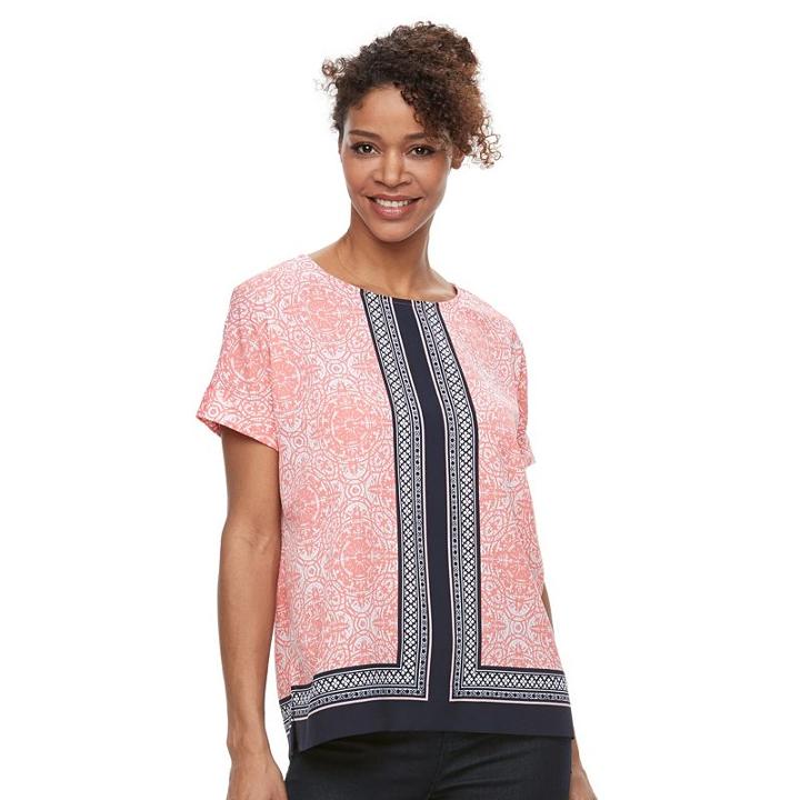 Women's Croft & Barrow&reg; Crepe Popover Top, Size: Large, Lt Orange