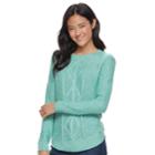 Juniors' So&reg; Shirttail Cable-knit Sweater, Teens, Size: Xl, Green Oth