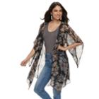 Women's Apt. 9&reg; Lightweight Chiffon Floral Kimono, Black