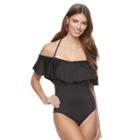 Women's Apt. 9&reg; Off-the-shoulder One-piece Swimsuit, Size: Medium, Black