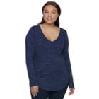 Juniors' Plus Size So&reg; V-neck Long Sleeve Tee, Teens, Size: 2xl, Blue