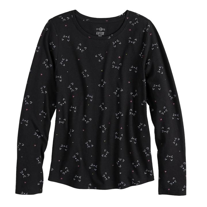 Girls 7-16 & Plus Size So&reg; Long Sleeve Core Tee, Size: 16, Black