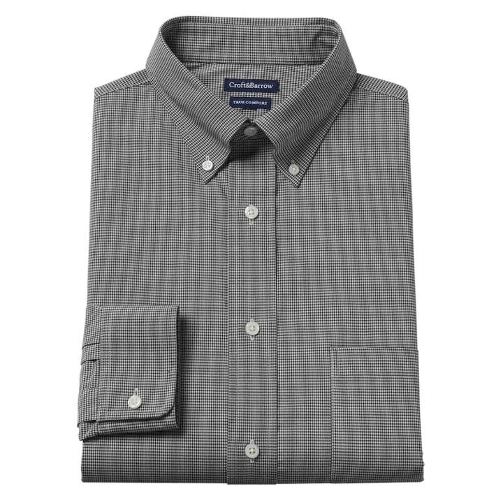 Big & Tall Croft & Barrow&reg; True Comfort Regular-fit Dress Shirt, Men's, Size: 18 36/7b, Black