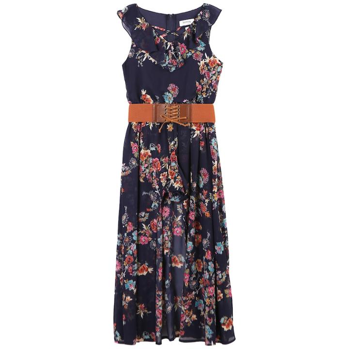 Girls 7-16 Speechless Belted Cross Front Walkthrough Maxi Romper, Size: 7, Brown Over