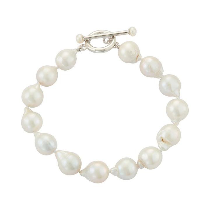 Sterling Silver Freshwater Cultured Pearl Toggle Bracelet, Women's, Size: 8.5, White