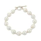 Sterling Silver Freshwater Cultured Pearl Toggle Bracelet, Women's, Size: 8.5, White