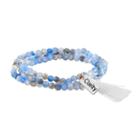 Healing Stone Agate Bead & Clarity Charm Wrap Bracelet, Women's, Blue