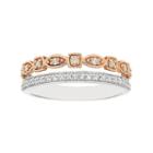 Boston Bay Diamonds Two Tone 14k Gold 1/4 Carat T.w. Diamond Geometric Stack Ring, Women's, Size: 7.50, White