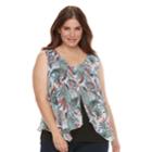 Plus Size Ab Studio Paisley Split-hem Tank, Women's, Size: 1xl, Multi Paisley