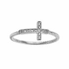 Sterling Silver Diamond Accent Sideways Cross Ring, Women's, Size: 6, White