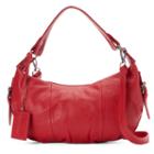 Donna Bella Alexis Leather Buckle Hobo, Women's, Red