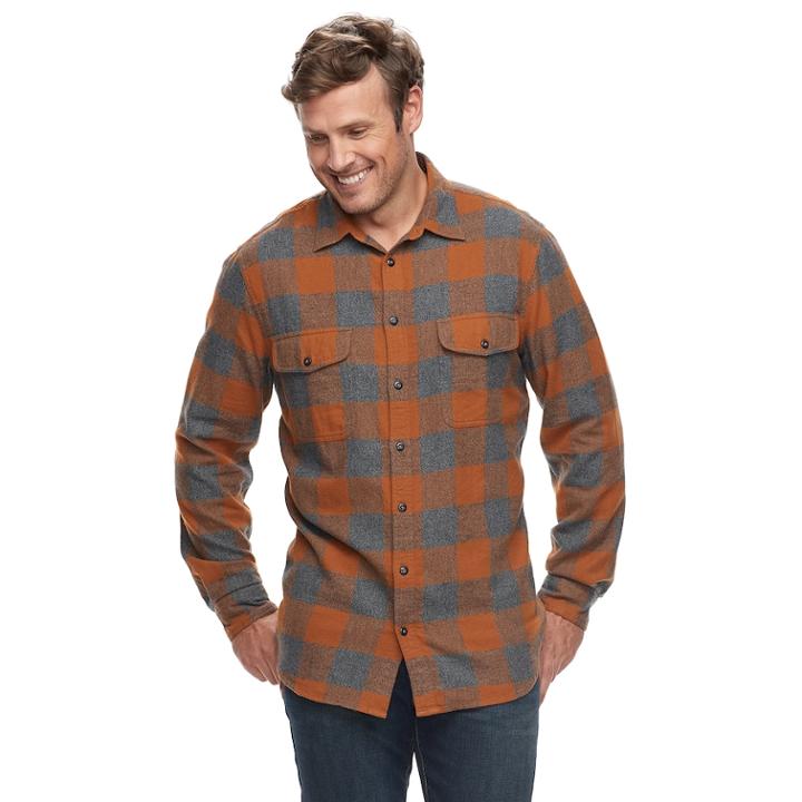 Big & Tall Sonoma Goods For Life&trade; Modern-fit Supersoft Flannel Button-down Shirt, Men's, Size: 4xl Tall, Med Brown