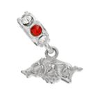Dayna U Arkansas Razorbacks Crystal Sterling Silver Logo Charm, Women's, Red