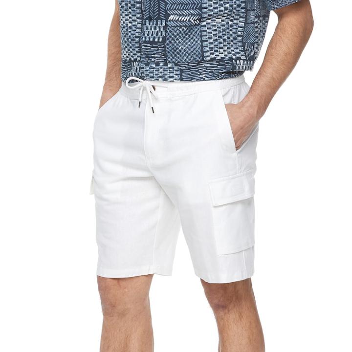 Men's Havanera Classic-fit Elastic-waist Linen-blend Cargo Shorts, Size: Large, White