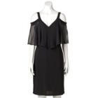 Women's Msk Cold-shoulder Ruffle Dress, Size: 10, Black