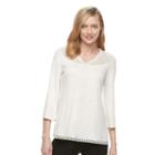 Women's Dana Buchman Crochet-trim V-neck Top, Size: Xs, Lt Beige
