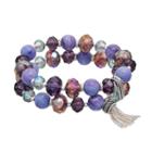Napier Marbled Purple Bead Double Strand Stretch Bracelet, Women's