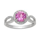 Sterling Silver Lab-created Pink Sapphire And Lab-created White Sapphire Halo Ring, Women's, Size: 6, Multicolor