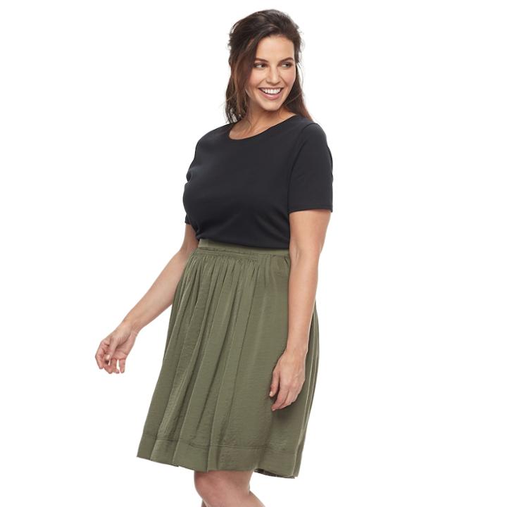 Plus Size Apt. 9&reg; Fit & Flare Flounce Skirt, Women's, Size: 2xl, Green