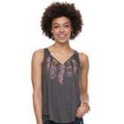 Juniors' Mudd&reg; Strappy V-neck Tank, Teens, Size: Xxs, Black