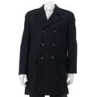 Men's Chaps Double-breasted Wool-blend Coat, Size: 42 - Regular, Black