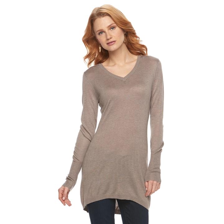 Women's Apt. 9&reg; V-neck Tunic Sweater, Size: Small, Med Beige